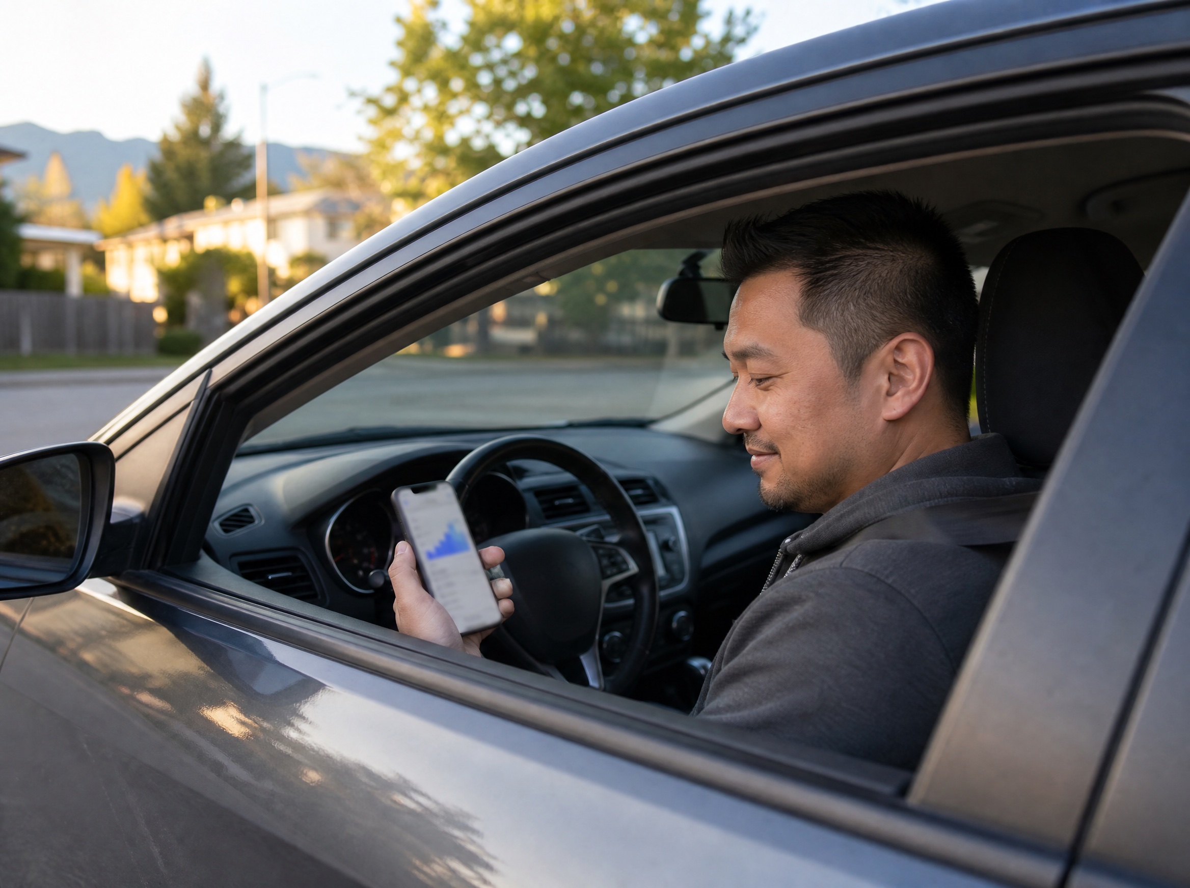 Driver checking earnings on their phone